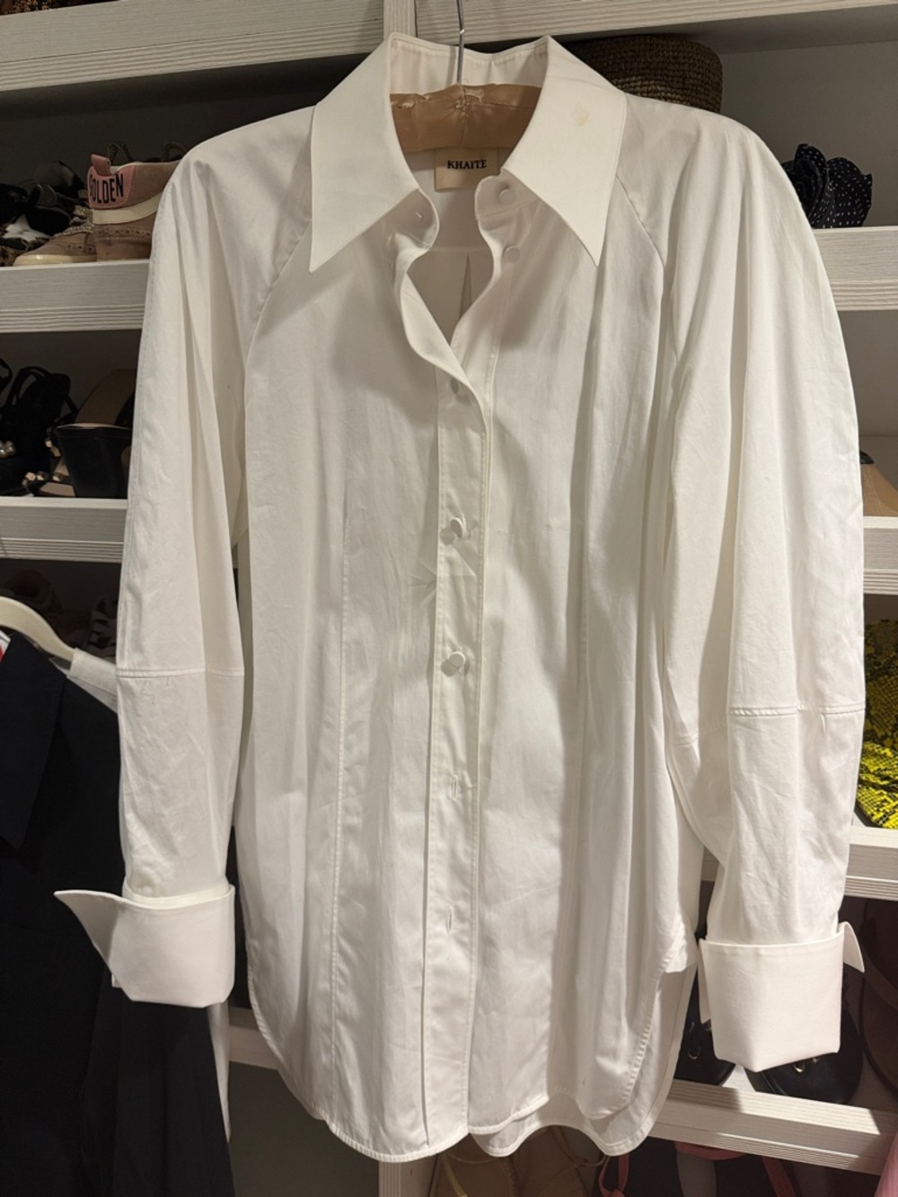 Khaite White Cotton Poplin Button-Up Shirt